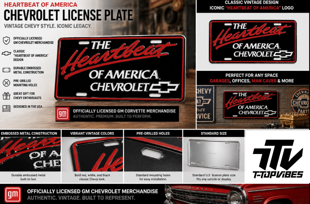 Officially Licensed Vintage Heartbeat of America Chevrolet Metal Tag | Retro Garage Decor |