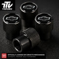 Officially Licensed Chevrolet Bowtie Valve Stem Caps | Black Billet Aluminum (Set of 4)