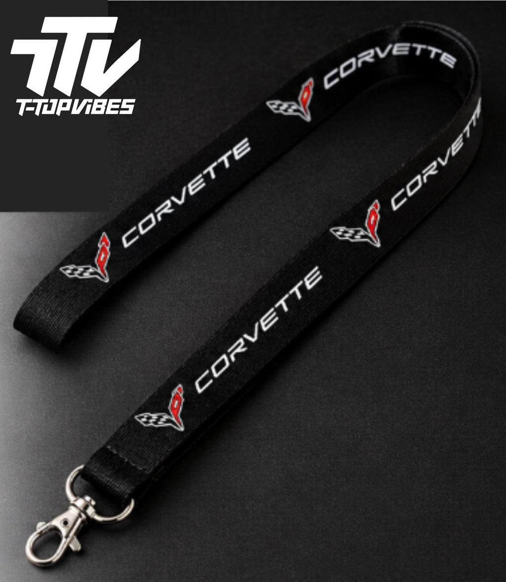 Officially Licensed C8 Corvette Lanyard | Black Chevrolet Key Strap