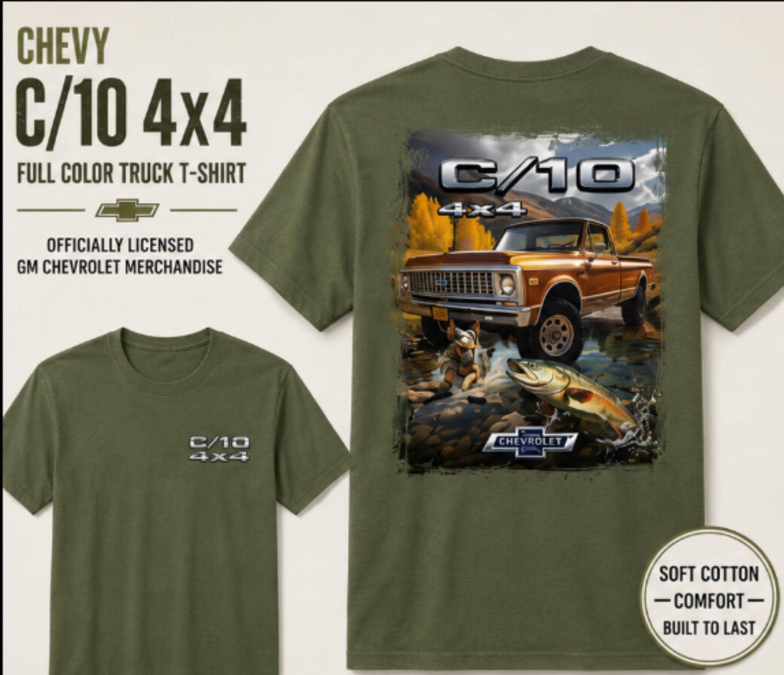 Officially Licensed Chevy C/10 4x4 Truck T-Shirt | Vintage Chevrolet Graphic Tee