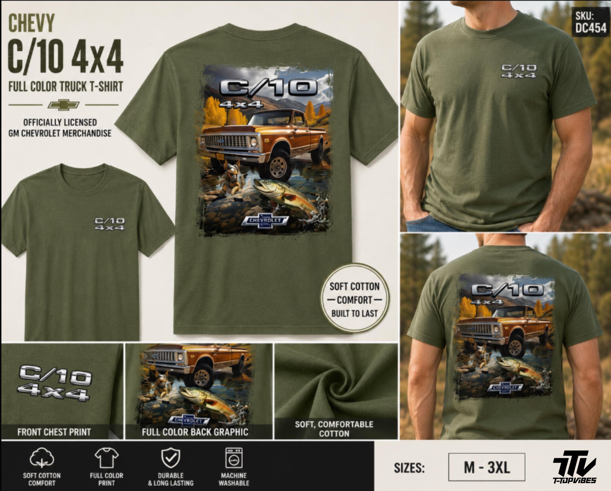 Officially Licensed Chevy C/10 4x4 Truck T-Shirt | Vintage Chevrolet Graphic Tee