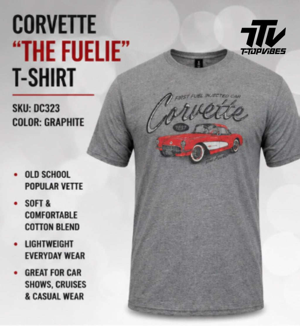 Officially Licensed Corvette "The Fuelie" T-Shirt | Vintage 1957 Corvette Graphic Tee | Classic Chevrolet Shirt