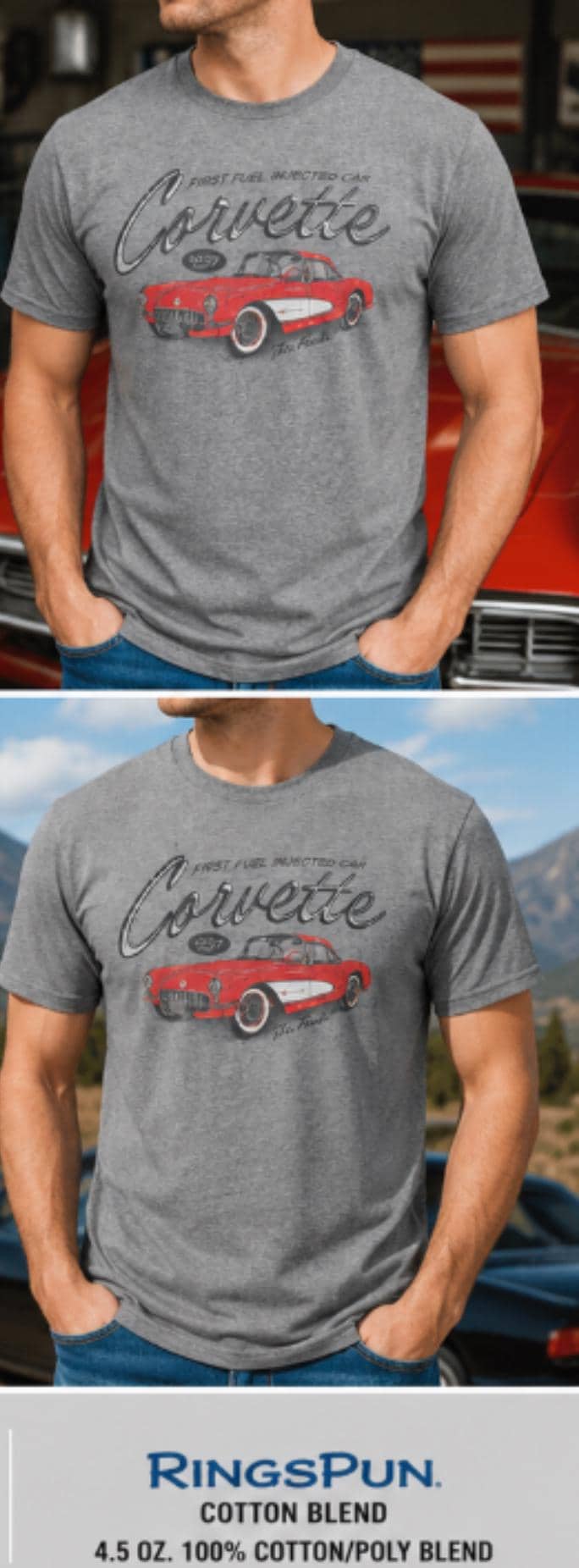 Officially Licensed Corvette "The Fuelie" T-Shirt | Vintage 1957 Corvette Graphic Tee | Classic Chevrolet Shirt