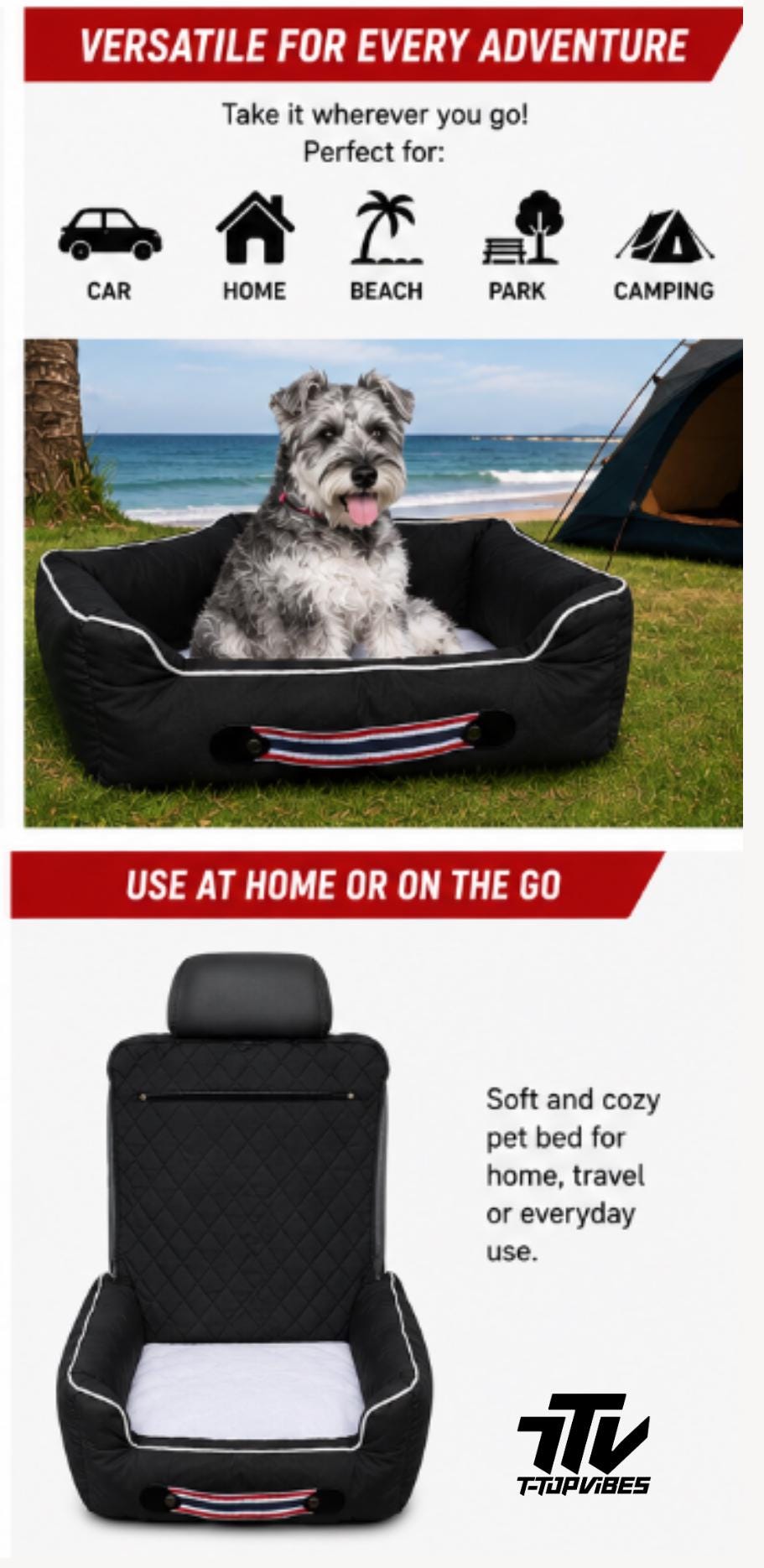 Universal Pet Car Seat Bed & Protector | Seat Armour PetBed2Go, Black