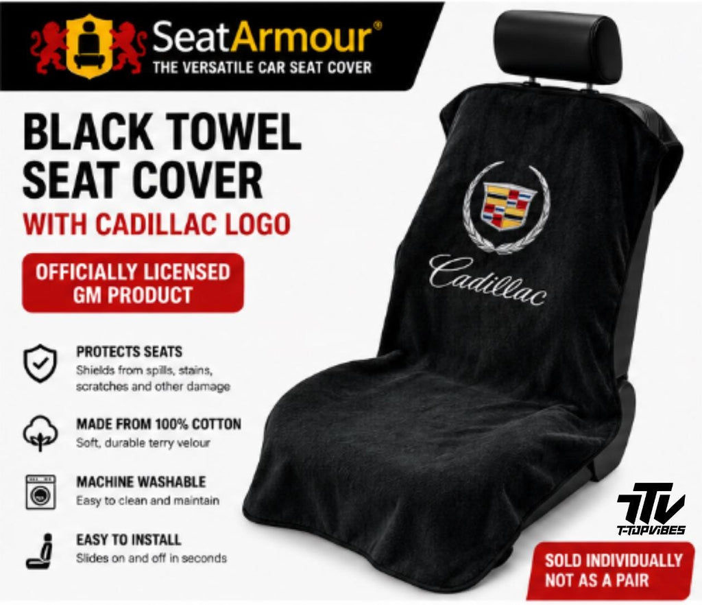Cadillac Black Cotton Seat Cover Towel | Officially Licensed GM Product