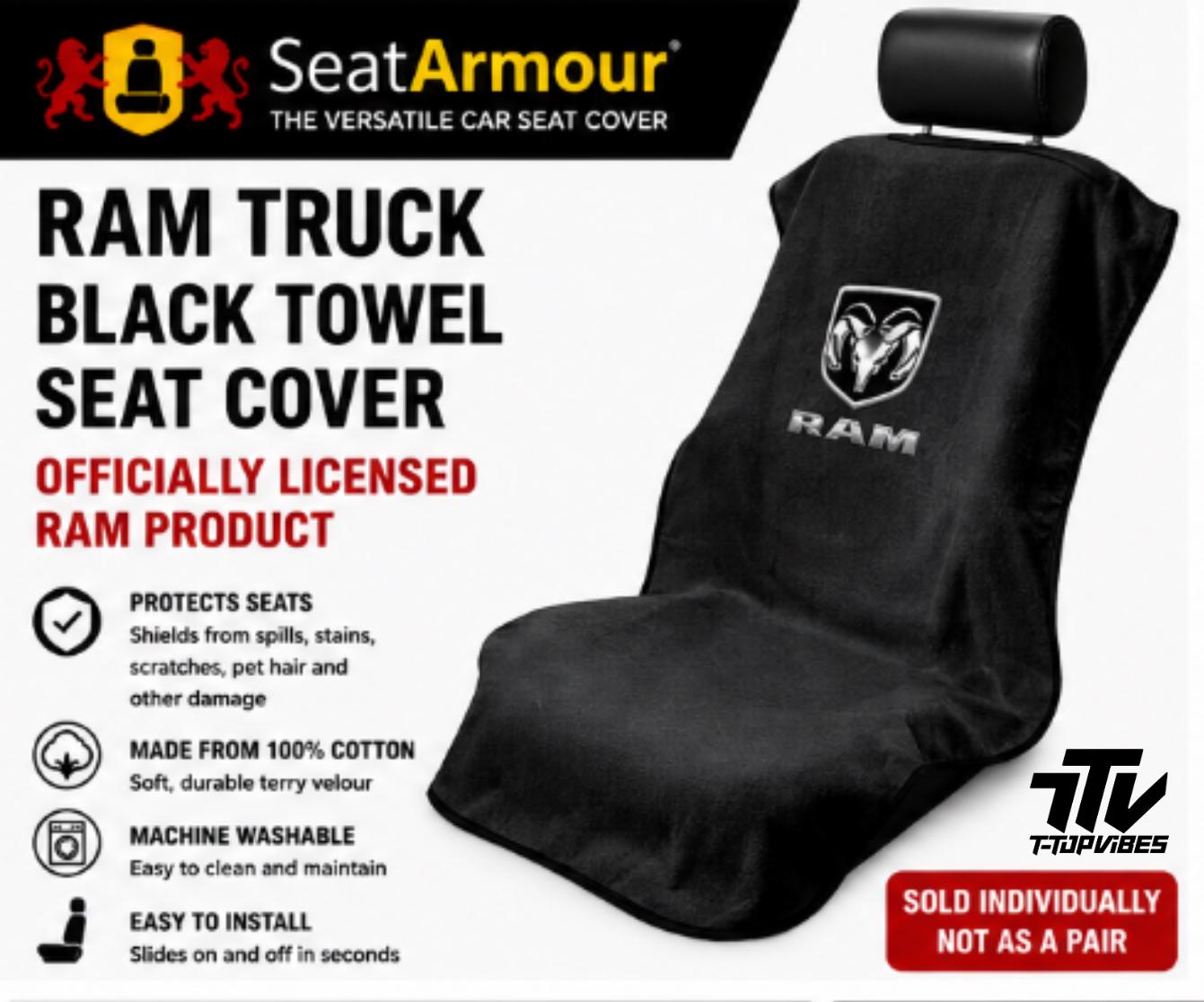 Officially Licensed Ram Truck Seat Cover Towel | 100% Cotton, Machine Washable