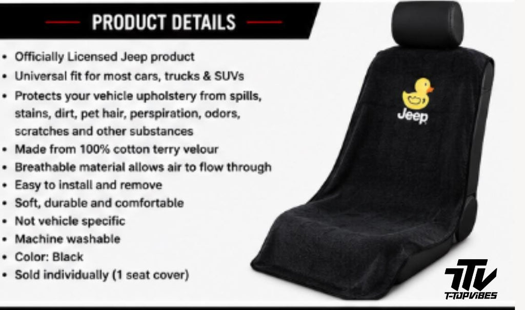 Officially Licensed Jeep Duck Black Cotton Seat Cover Towel