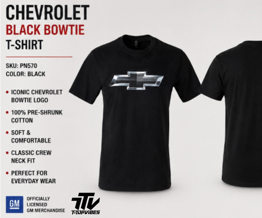 Chevrolet Black Bowtie T-Shirt | Officially Licensed GM Cotton Tee