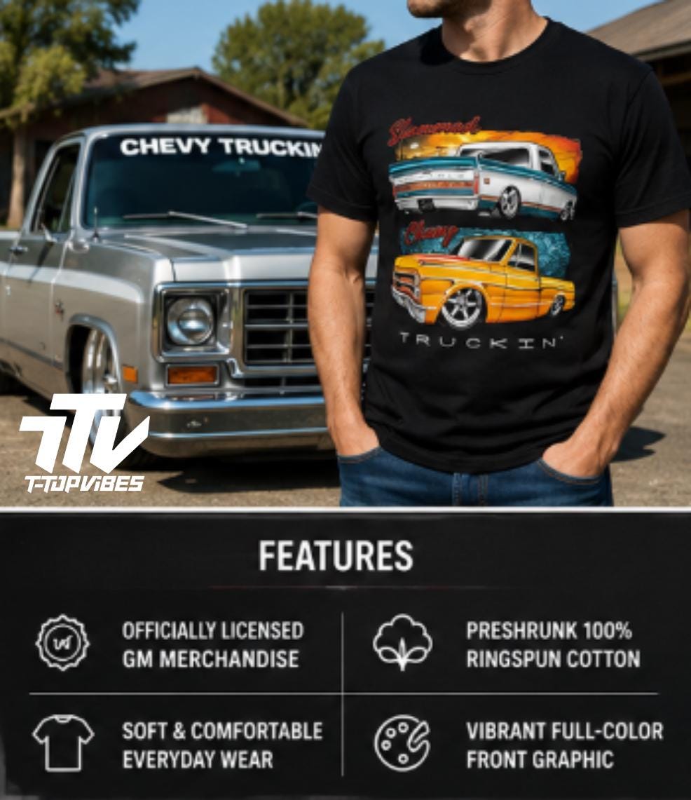 Chevy Truckin' Slammed T-Shirt | Officially Licensed GM C10 Square Body Tee