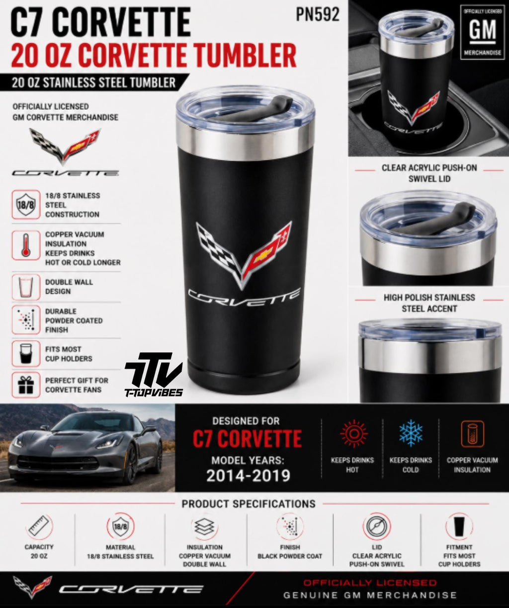 C7 Corvette 20 oz Tumbler | Officially Licensed Stainless Steel Travel Mug