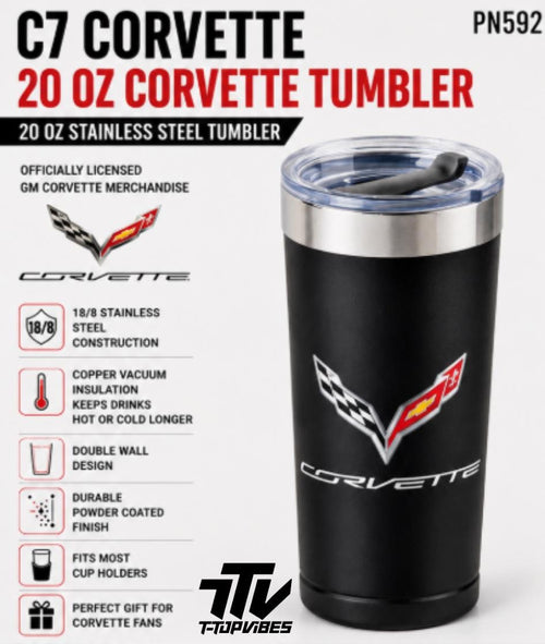 C7 Corvette 20 oz Tumbler | Officially Licensed Stainless Steel Travel Mug