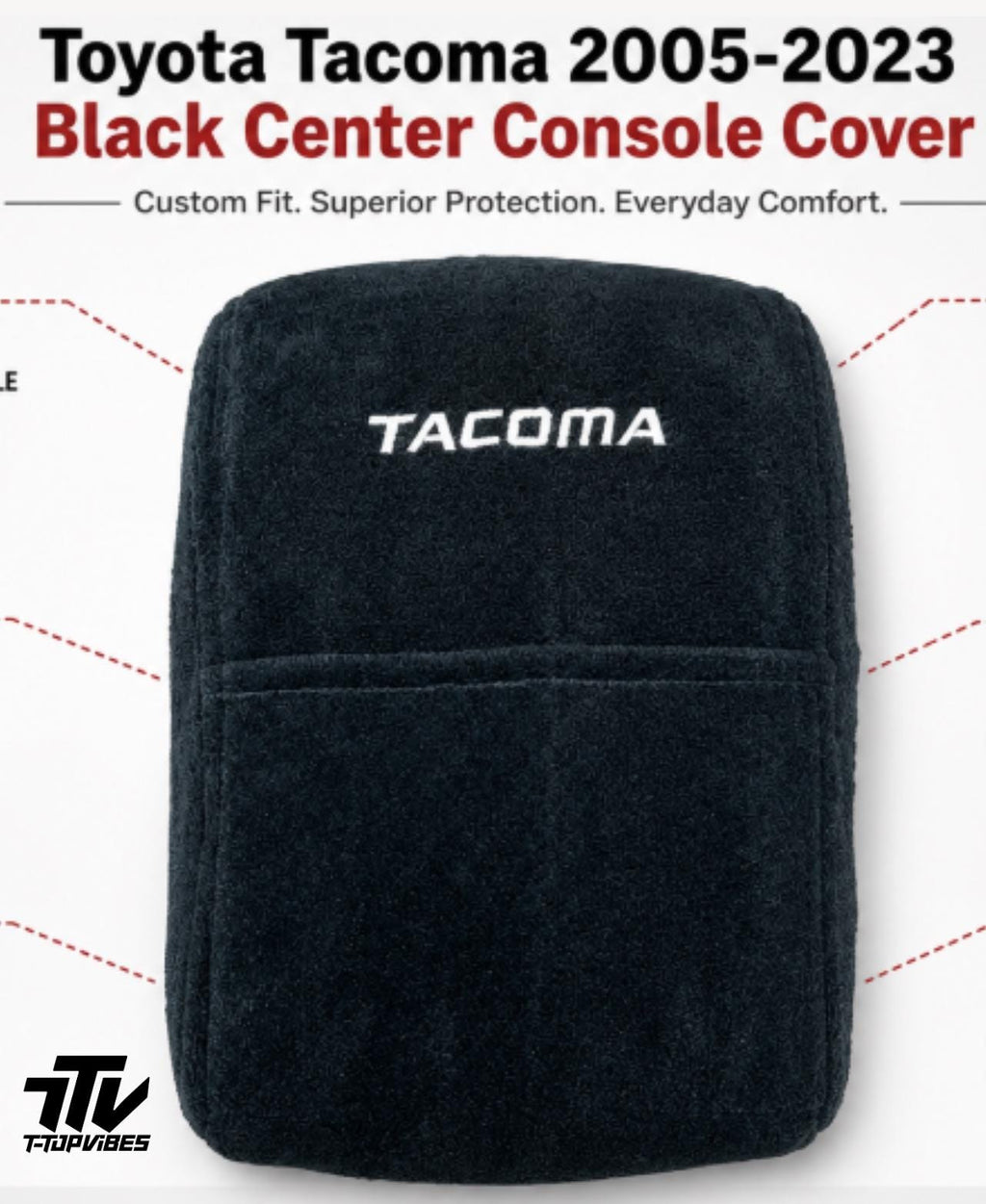 Toyota Tacoma Console Cover | 2005-2023 Cotton Terry Velour Armrest Protector