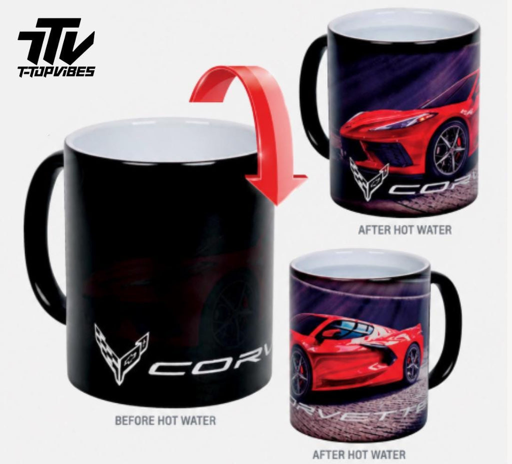 Corvette C8 Color Change Mug | Chevrolet Heat Reveal Ceramic Coffee Cup