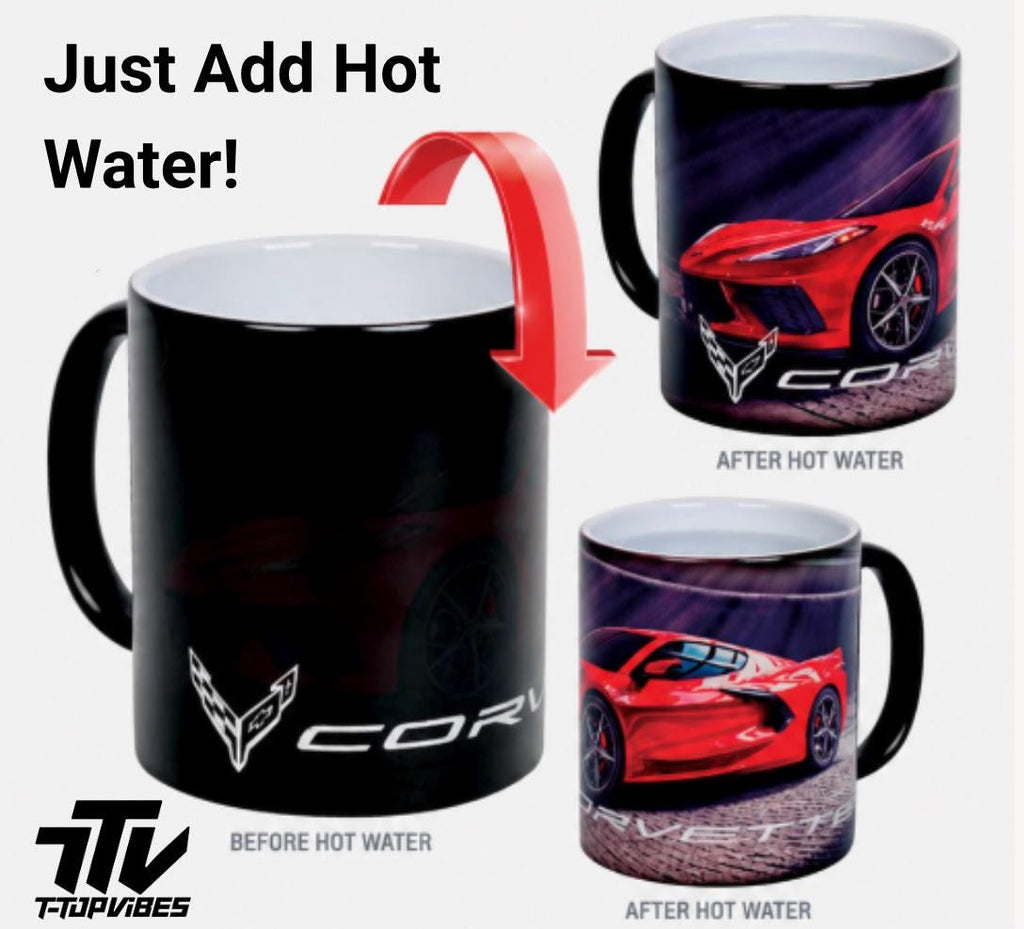 Corvette C8 Color Change Mug | Chevrolet Heat Reveal Ceramic Coffee Cup