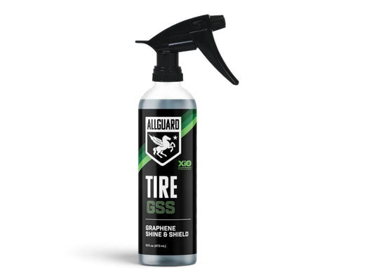 T-Top Vibes AllGuard Tire GSS graphene tire dressing spray bottle with a black trigger sprayer for satin finish.