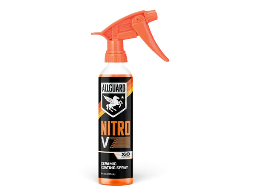 T-Top Vibes AllGuard NITRO V7 8 oz ceramic spray coating bottle with orange trigger sprayer for vehicle protection.