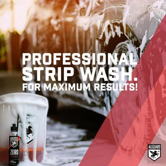 T-Top Vibes AllGuard ZERO decontamination prep wash bottle with foam, used for stripping old wax before ceramic coating.