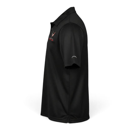 T-Top Vibes black Corvette C8 Racing performance polo shirt with moisture-wicking fabric and embroidered logo