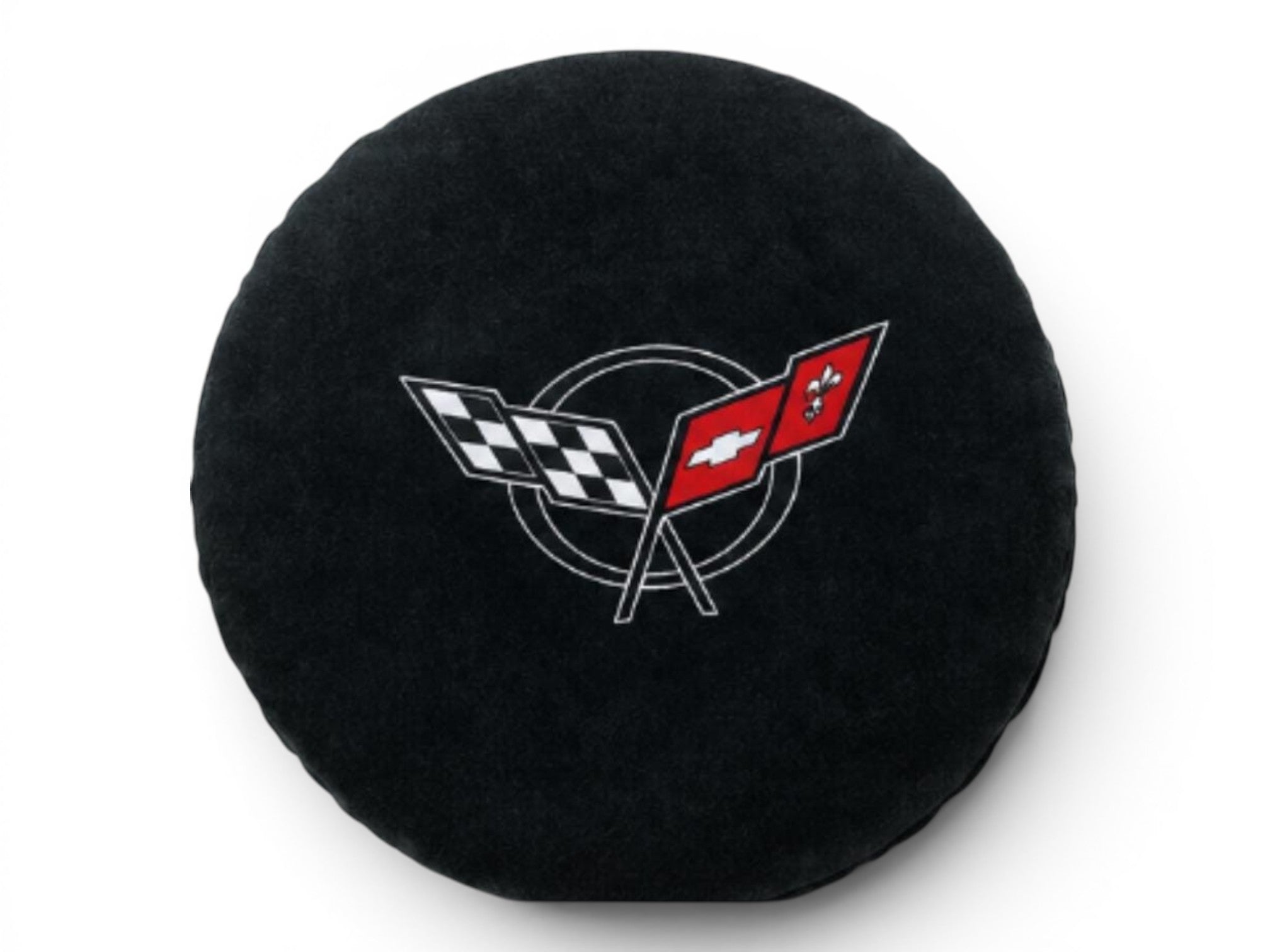 T-Top Vibes black plush steering wheel cover for C5 Corvette with embroidered official GM logo