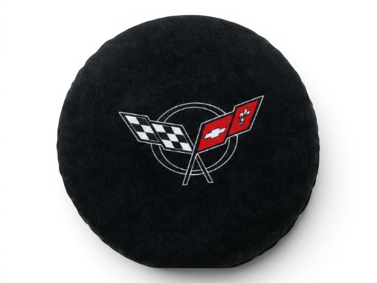 T-Top Vibes black plush steering wheel cover for C5 Corvette with embroidered official GM logo