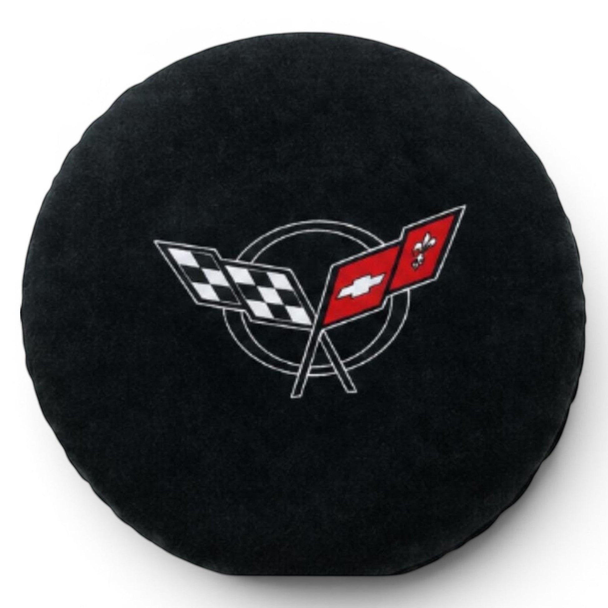 T-Top Vibes black plush steering wheel cover for C5 Corvette with embroidered official GM logo