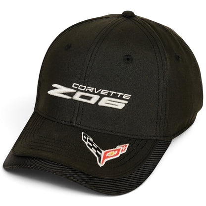 T-Top Vibes black Corvette C8 Z06 low-profile cap with white embroidered branding and crossed-flags bill accent