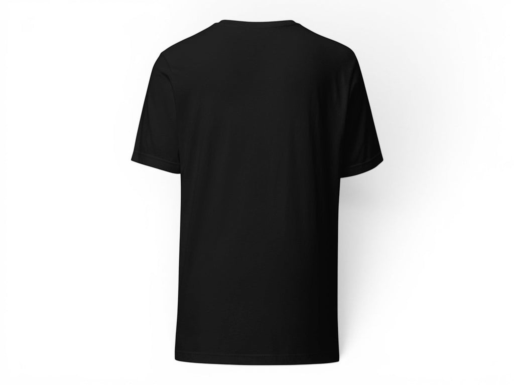 T-Top Vibes black premium cotton t-shirt, back view, showcasing a clean, minimalist design.