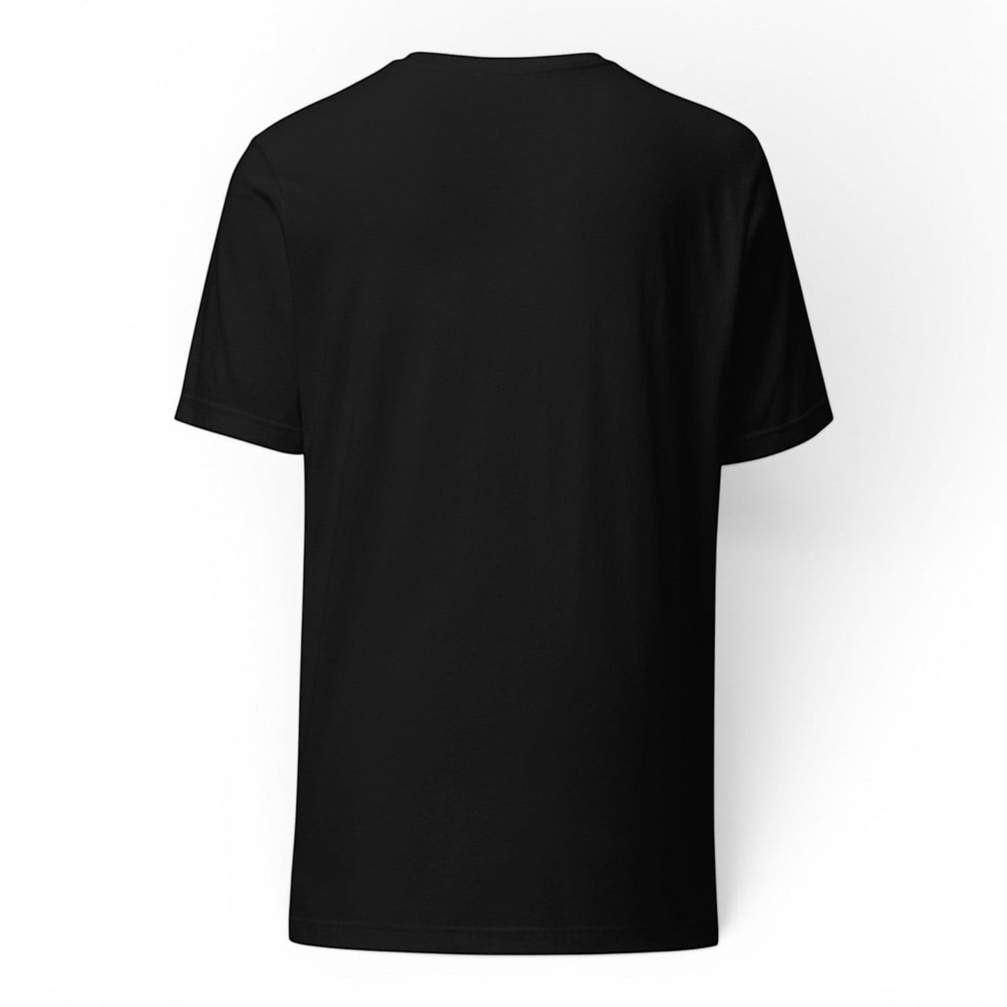 T-Top Vibes black premium cotton t-shirt, back view, showcasing a clean, minimalist design.
