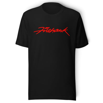 T-Top Vibes black t-shirt featuring a bold red Pontiac Trans Am Firehawk logo graphic on the chest.