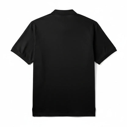 Back view of a black T-Top Vibes men's Callaway performance polo shirt made from moisture-wicking jersey fabric.
