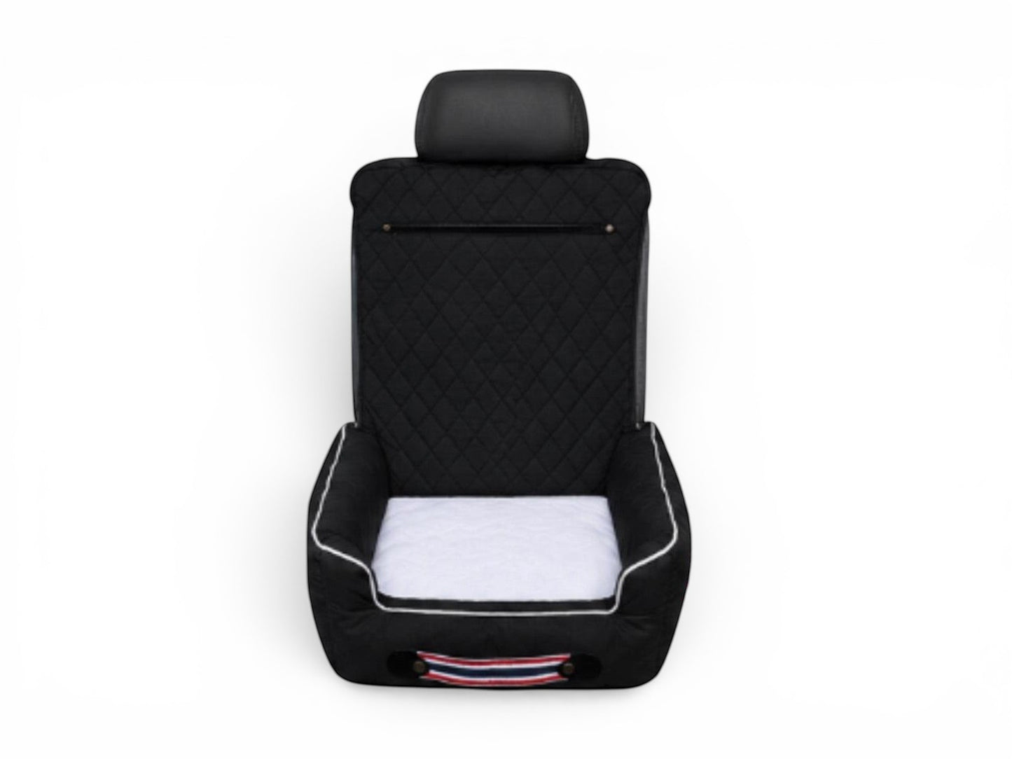 T-Top Vibes black quilted pet car seat bed with storage pocket and convertible carrying bag design for travel