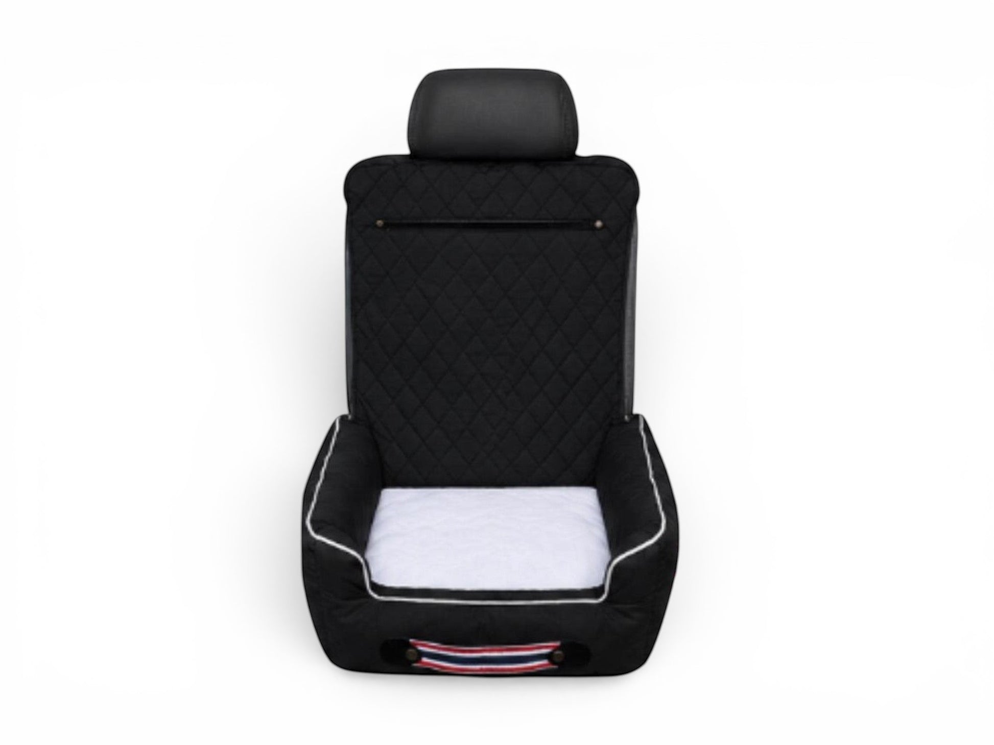 T-Top Vibes black quilted pet car seat bed with storage pocket and convertible carrying bag design for travel