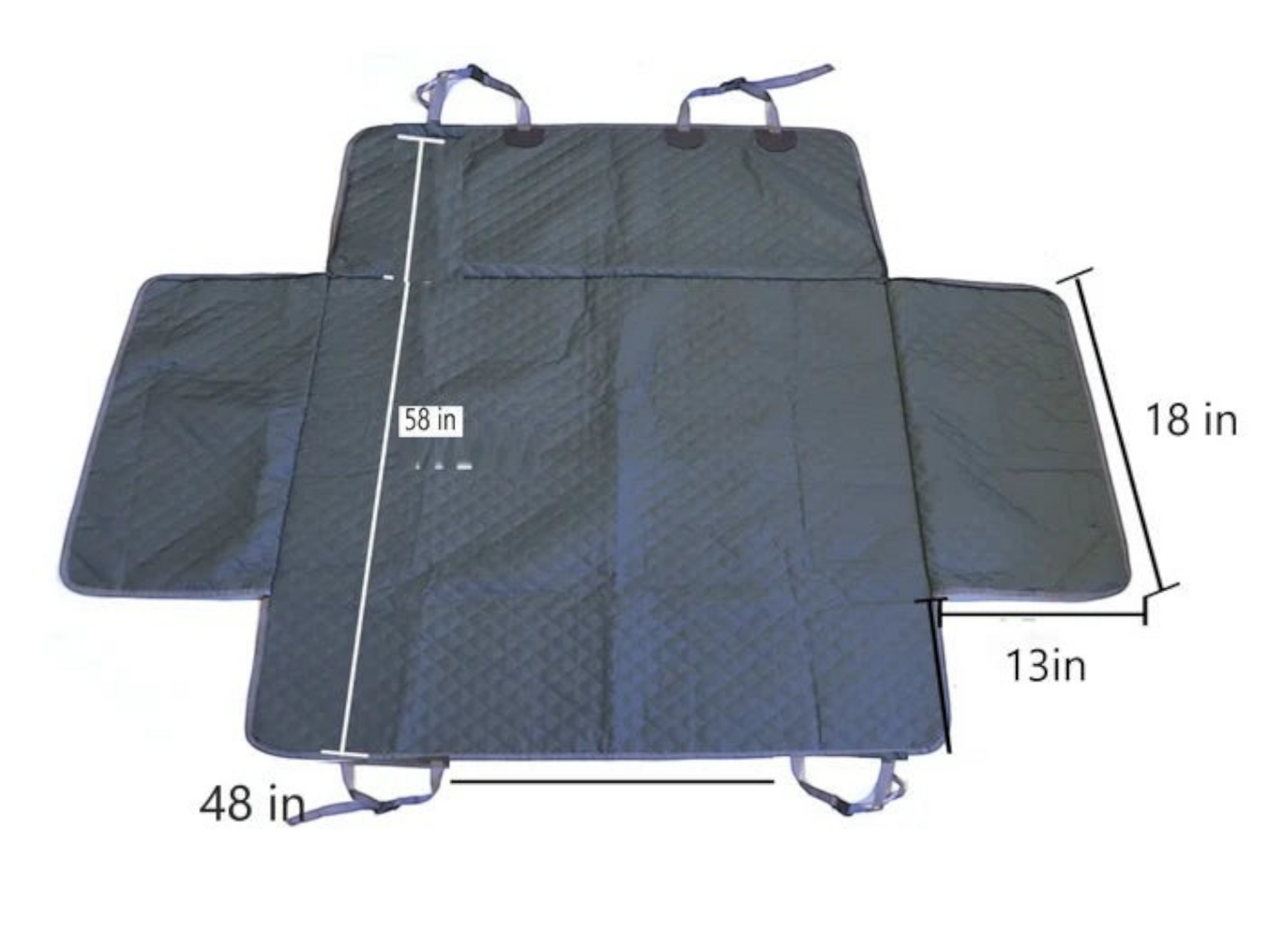 T-Top Vibes black quilted pet hammock for car back seats with side flaps and adjustable headrest straps