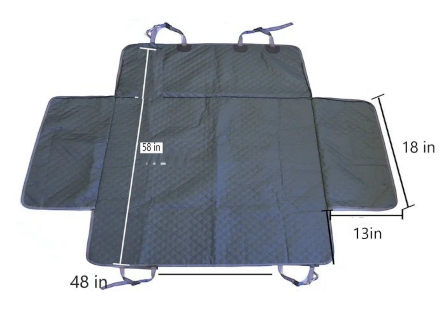 T-Top Vibes black quilted pet hammock for car back seats with side flaps and adjustable headrest straps