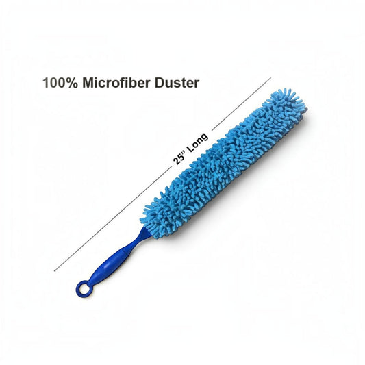 T-Top Vibes 25-inch blue microfiber car duster with a flexible design for interior and exterior vehicle cleaning.