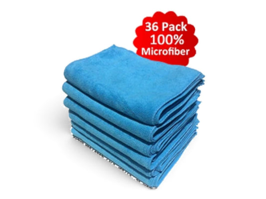T-Top Vibes 36-pack of blue ultra-plush microfiber detailing cloths for automotive interior and exterior cleaning