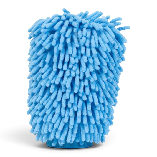 T-Top Vibes AllGuard VLUX premium blue chenille microfiber car wash mitt with elastic wrist cuff