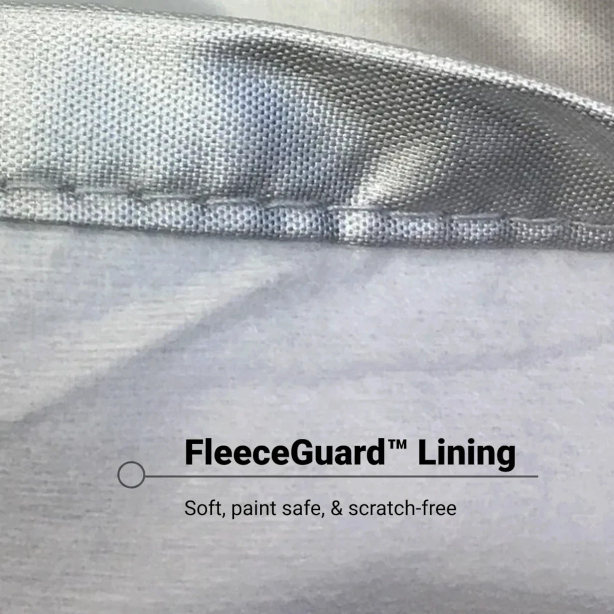 T-Top Vibes C8 Corvette car cover featuring a reflective silver exterior and soft white FleeceGuard lining.