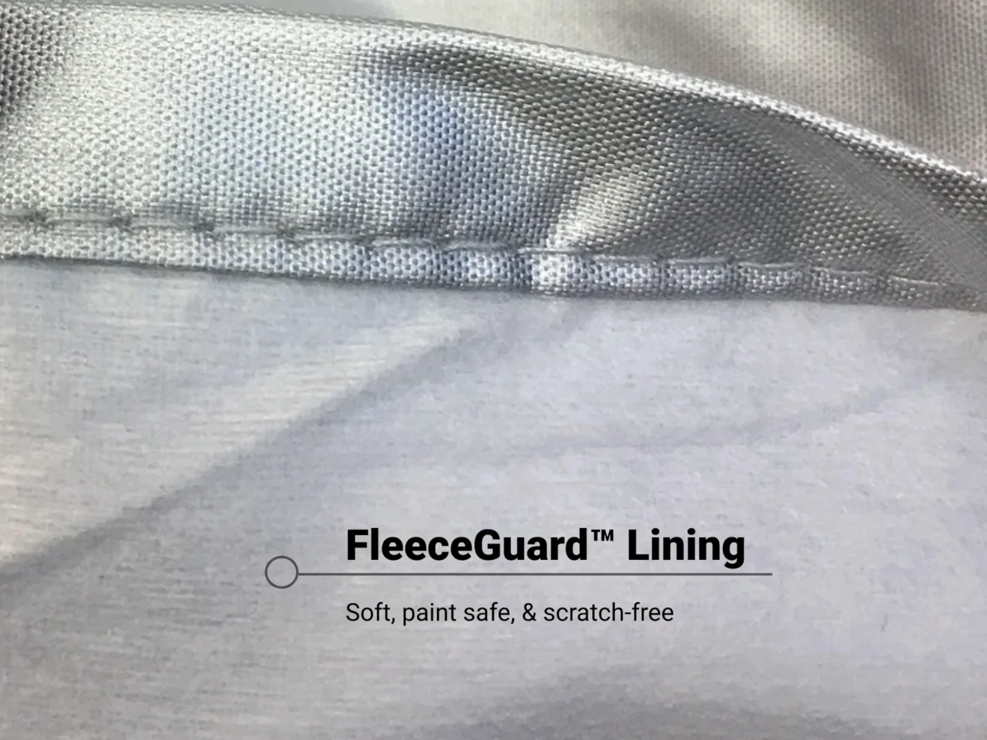 T-Top Vibes C8 Corvette car cover featuring a reflective silver exterior and soft white FleeceGuard lining.