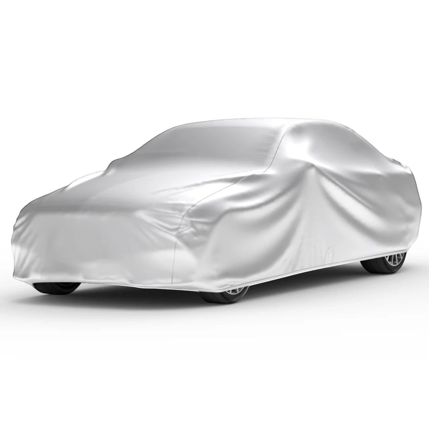 T-Top Vibes Platinum Shield silver outdoor car cover fitted over a C8 Corvette for weather and UV protection.