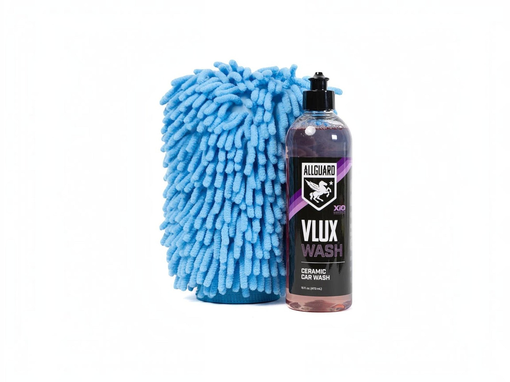 T-Top Vibes AllGuard VLUX ceramic car wash soap bottle and blue microfiber wash mitt kit
