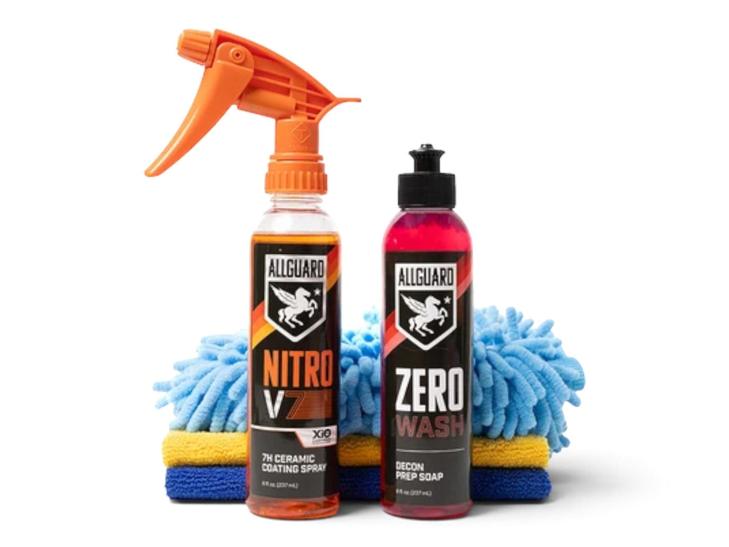 T-Top Vibes AllGuard ceramic coating kit with NITRO V7 spray, ZERO Wash, microfiber mitt, and detailing towels.