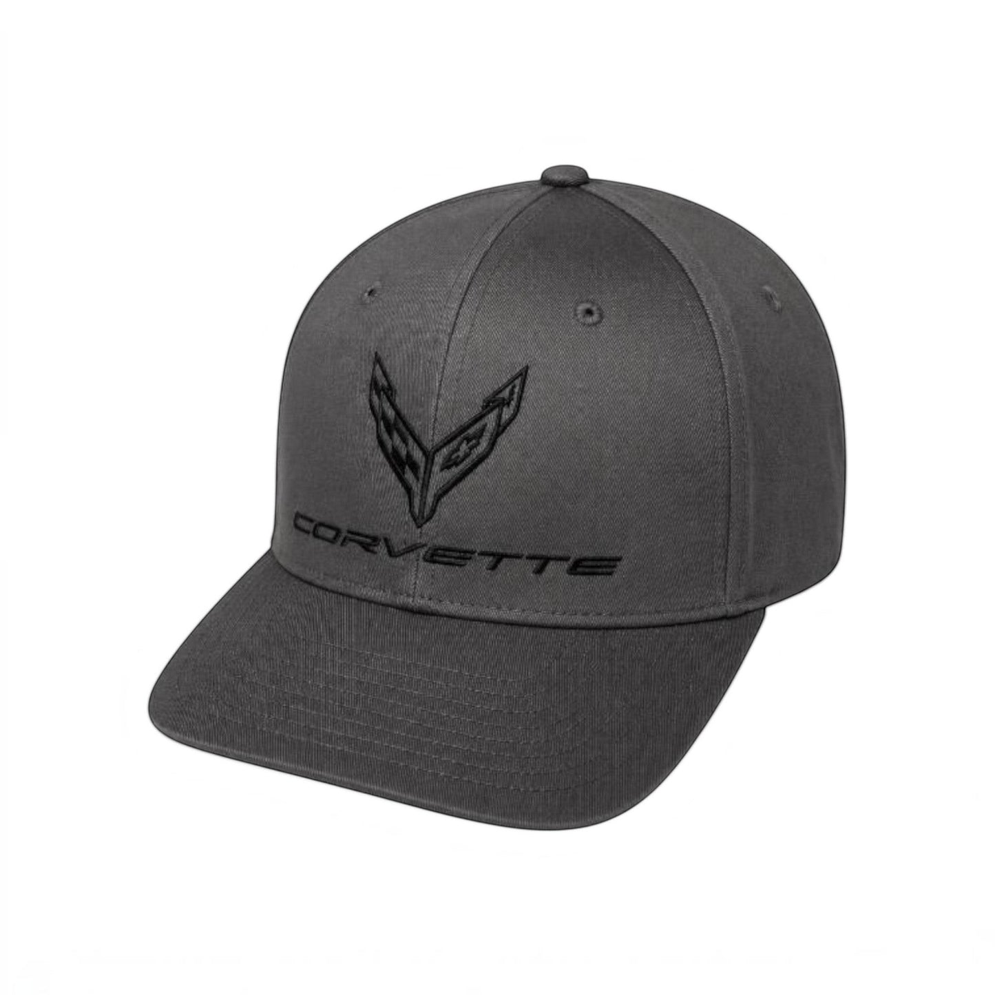 T-Top Vibes charcoal grey C8 Corvette baseball cap with tonal embroidered logo and adjustable snapback closure