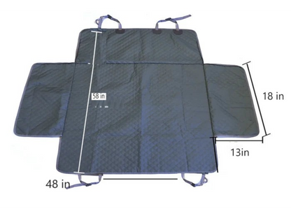 T-Top Vibes black Chevrolet pet hammock with quilted water-resistant fabric and side flaps for vehicle seat protection.