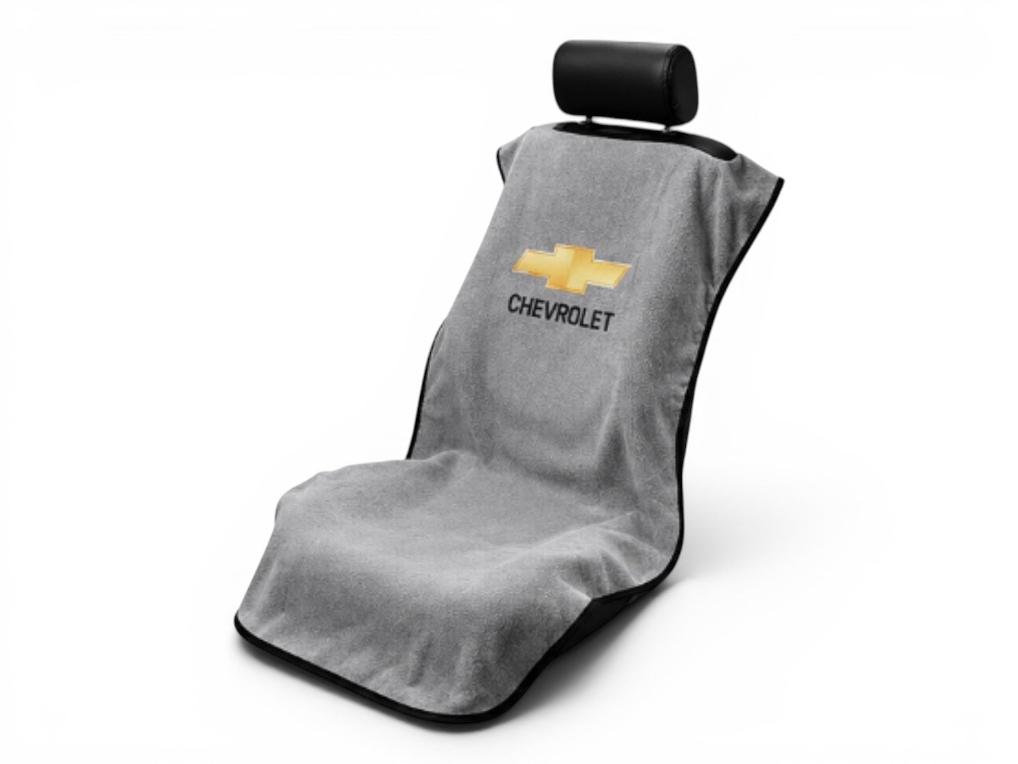 T-Top Vibes gray Chevrolet cotton terry velour seat cover towel for cars and trucks