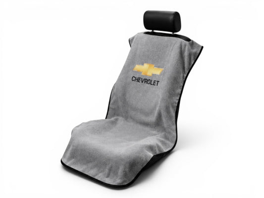 T-Top Vibes gray Chevrolet cotton terry velour seat cover towel for cars and trucks