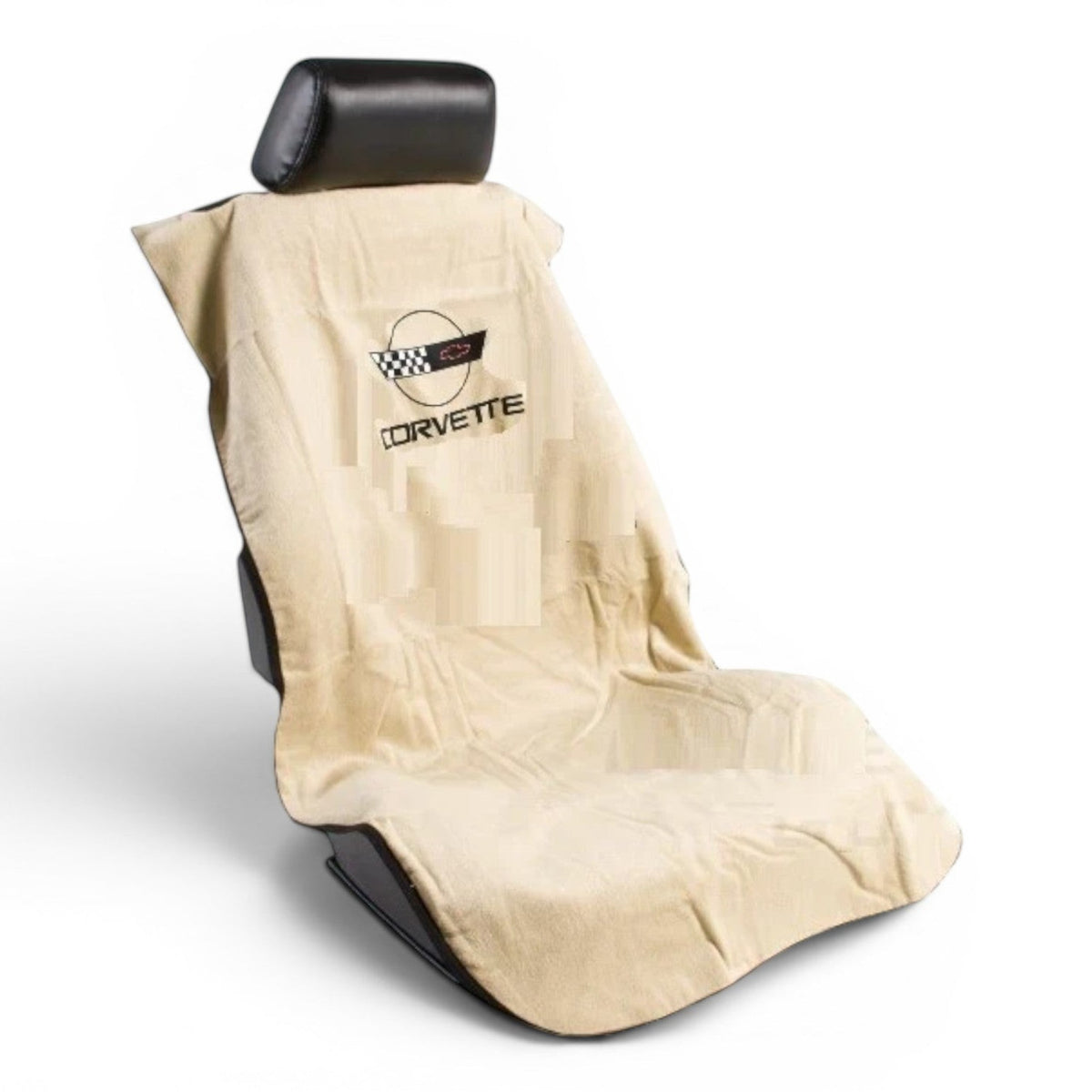 T-Top Vibes Corvette C4 beige cotton terry velour car seat cover towel with official logo