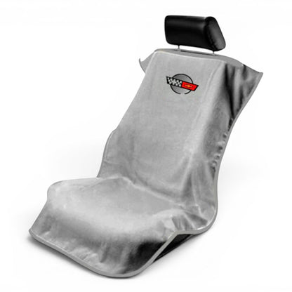 T-Top Vibes Corvette C4 grey cotton terry velour car seat cover towel with officially licensed logo