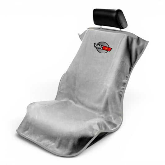 T-Top Vibes Corvette C4 grey cotton terry velour car seat cover towel with officially licensed logo
