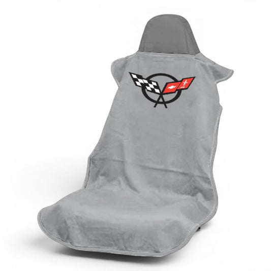 T-Top Vibes Corvette C5 grey cotton terry velour car seat cover towel with official logo